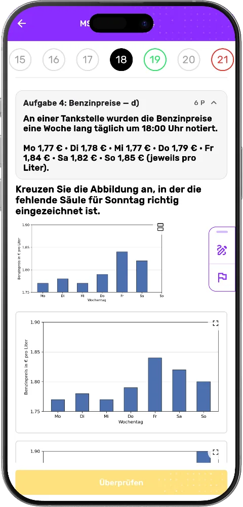 MatheApp MSA: Teilweise richtige Begründung mit Hinweis auf den Fehler im Rechenweg