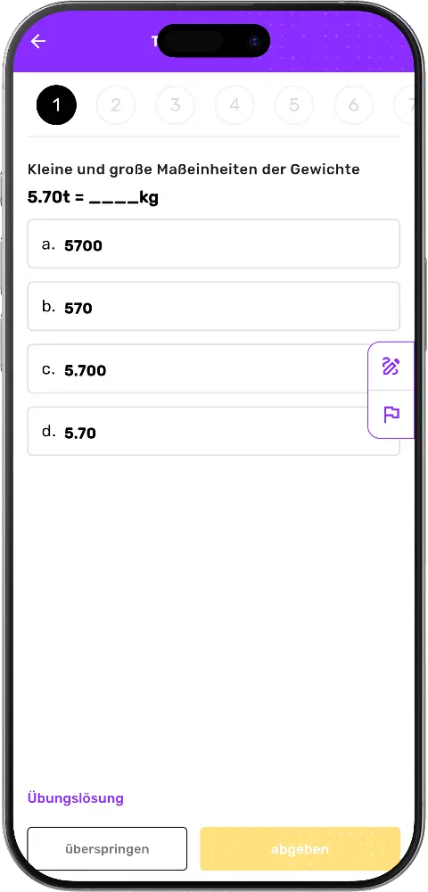 MatheApp Themen-Mix Aufgabe mit Thementitel und Fortschrittsleiste